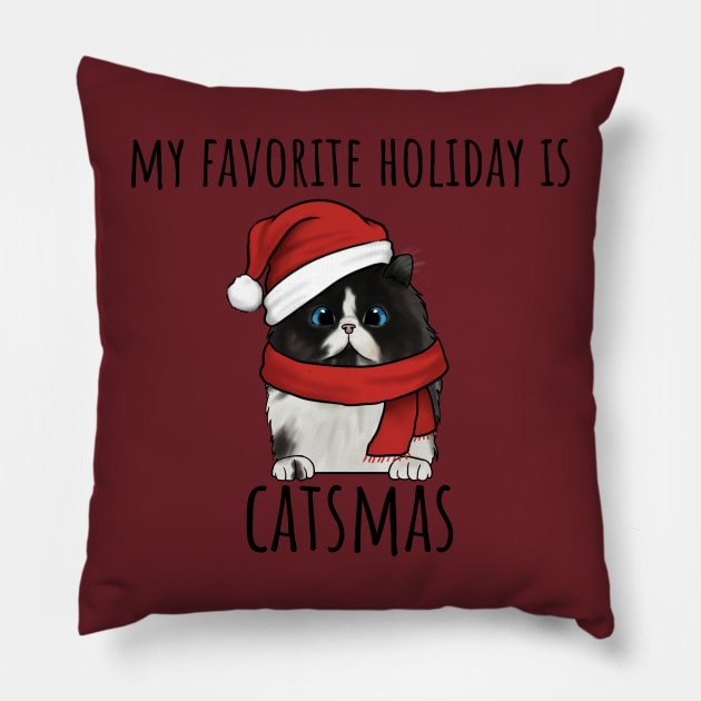 My Favorite Holiday Is CatsMas Pillow by TojFun