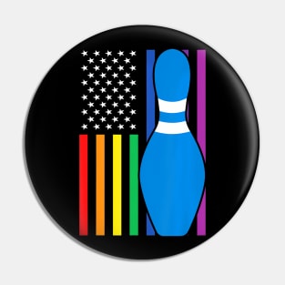 Gay Bowling LGBT  American Flag USA Pride Bowlers Pin