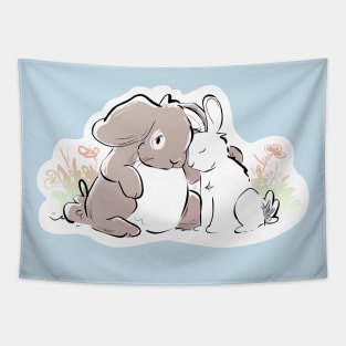 Warm and Fuzzy Bunny Cuddles Tapestry