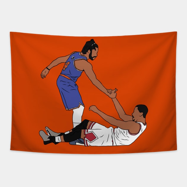 Derrick Rose Helps Himself Up (New York) Tapestry by rattraptees