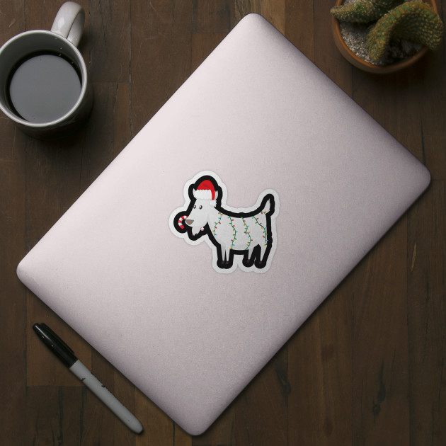 Funny Christmas Goat Wearing Santa Hat With Candy Cane - Funny Goat Gifts - Sticker