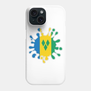 St Vincent and the Grenadines National Flag Paint Splash Phone Case