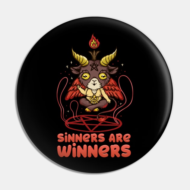 Sinners are Winners - Kawaii Baphomet T-Shirt Pin by biNutz