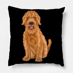 A super cute Labradoodle looks at you. Pillow