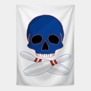 Bowling Ball Skull and Crossed Bowling Pins Tapestry