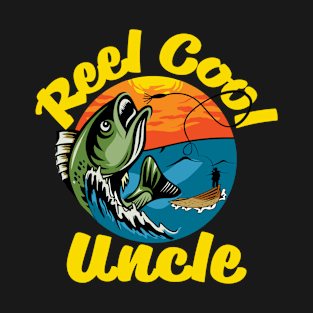 Reel Cool Uncle Fisherman. Perfect for the Bass Fisherman, fishing rod graphic. T-Shirt