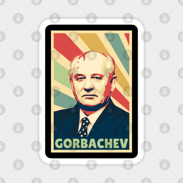 Mikhail Gorbachev Vintage Colors Magnet by Nerd_art