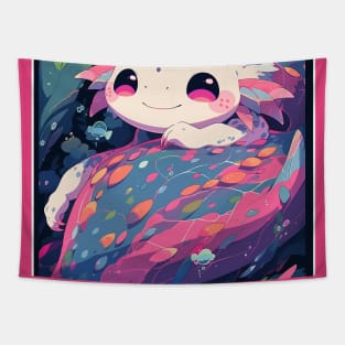 Cute Axolotl Anime Art Design | Cute Animals | Axolotl Hentaii Chibi Kawaii Design Tapestry