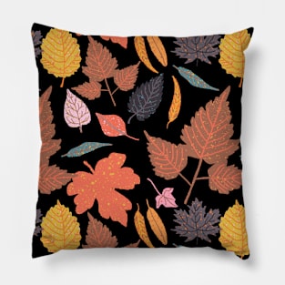 Leaves on Black Pillow