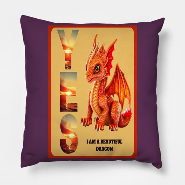 "YES I'M A BEAUTIFUL DRAGON" Pillow by 83rgu3 D351gn