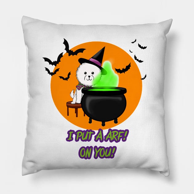 HOCUS POCUS BICHON WITCH Pillow by Art by Eric William.s