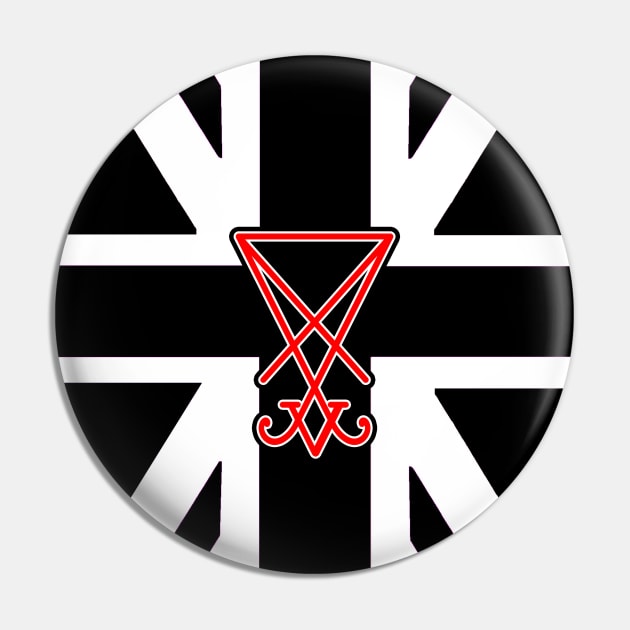 UK Flag Sigil Of Lucifer Pin by artpirate