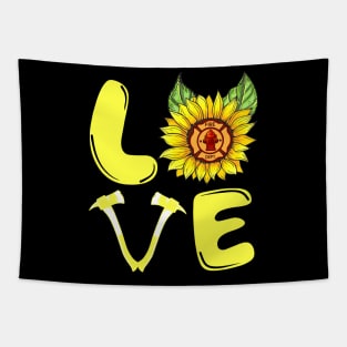 Sunflower Firefighter Love Gift Funny Tapestry