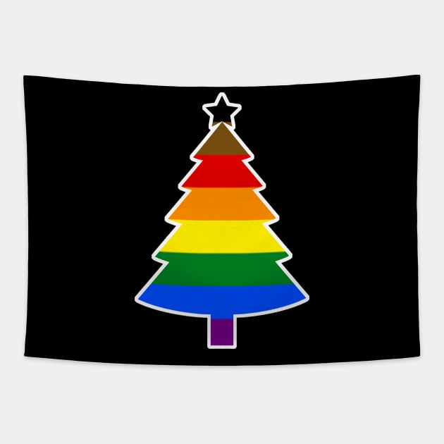 Christmas Tree LGBT Flag People of Color PRIDE Rainbow Tapestry by aaallsmiles