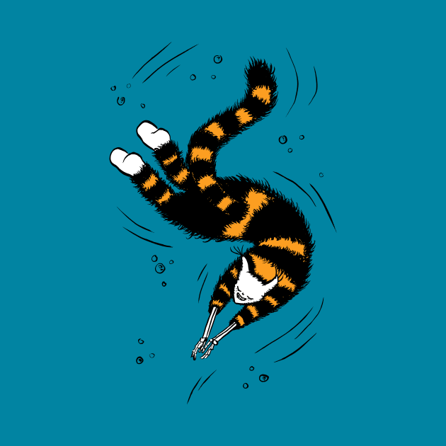 Weird Cat With Bone Hands Swimming by Boriana Giormova