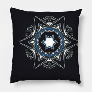 14C Unique Blue Black White Abstract Mandala Pillow