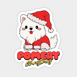 Merry Christmas pomeranian dog pom pomerian typography | Morcaworks Magnet