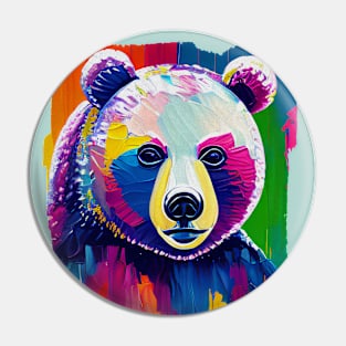 Colorful Portrait of a Bear Pin