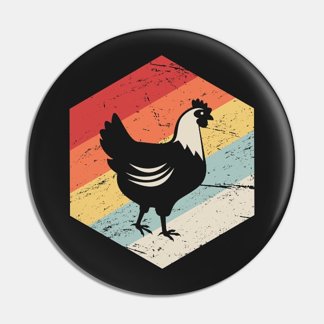 Retro Vintage Chicken Farmer Icon Pin by MeatMan