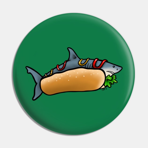 Hot Dog Shark Pin by ReclusiveCrafts