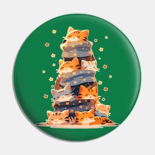 Kawaii Ginger Cat Catmas Tree: A Furry Festive Art Christmas Pin