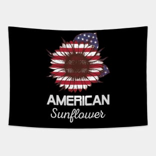 American Sunflower America Flag 4th July Tapestry