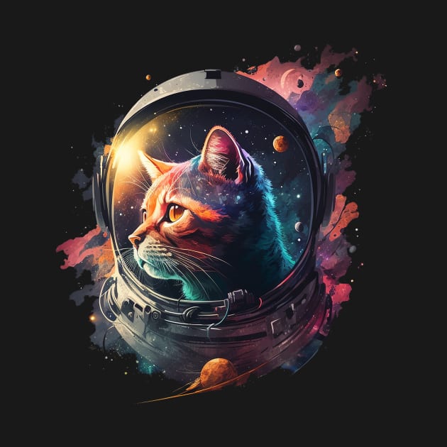 space cat by a cat cooking