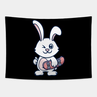 Rabbit holding skateboard Tapestry