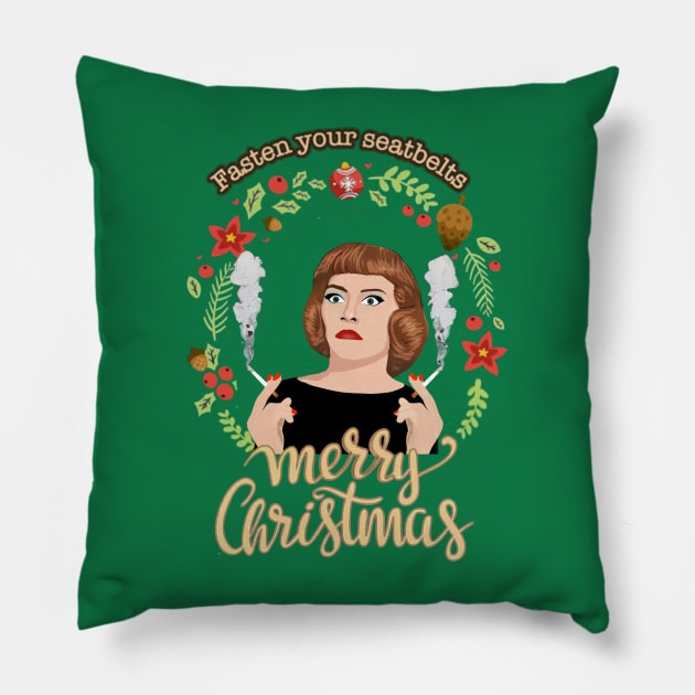 Bette - Fasten Your Seatbelts Pillow by Jusstea