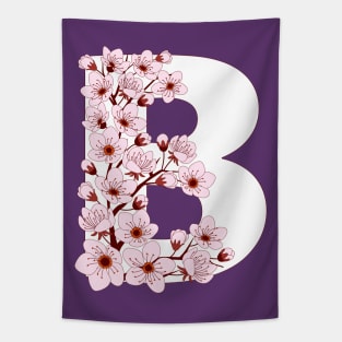 Colorful capital letter B patterned with sakura twig Tapestry