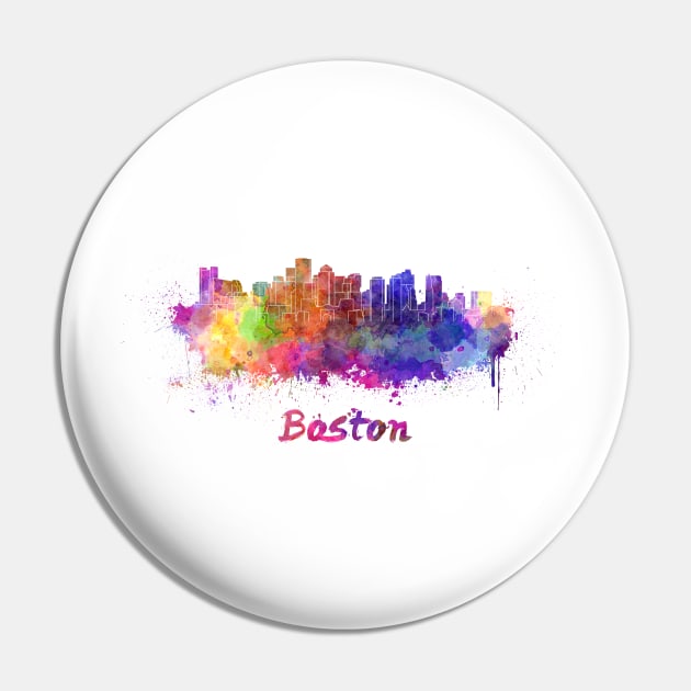 Boston skyline in watercolor Pin by PaulrommerArt