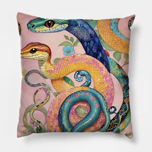 Gustav Klimt's Enigmatic Coils: Inspired Snake Rhapsody Pillow