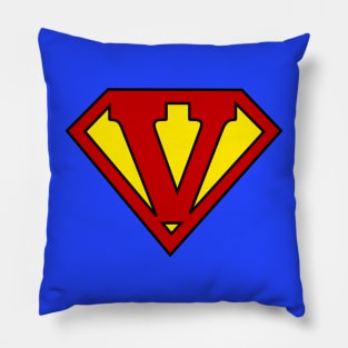 Superhero Symbol Letter V Pillow