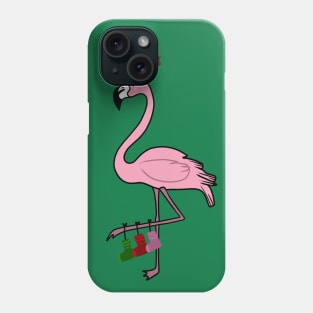 Flamingo Christmas, Deer Antlers, Festive Gift Phone Case