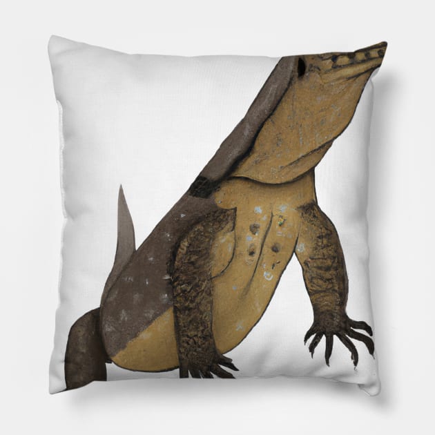 Cute Monitor Lizard Drawing Pillow by Play Zoo