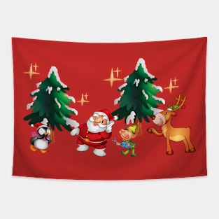 Happy Holidays Retro Santa Tapestry