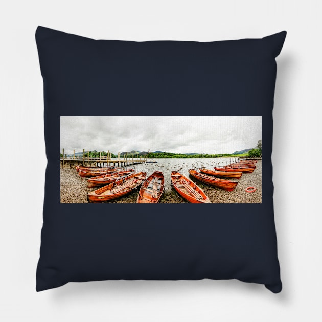 Derwentwater, Panorama, Keswick, Cumbria, UK Pillow by tommysphotos