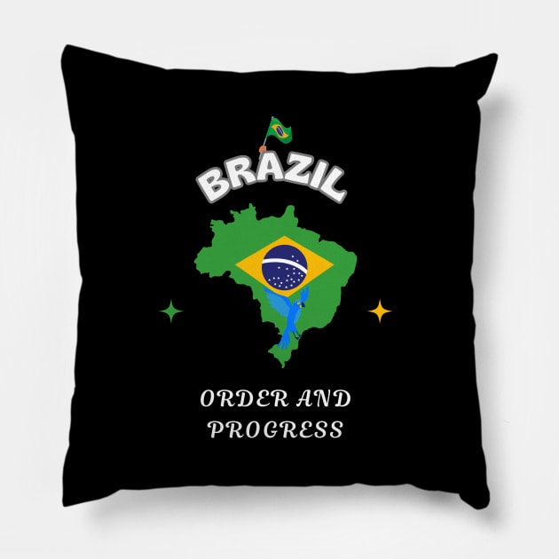 Brazilian Pride, Order and Progress Pillow by Smartteeshop