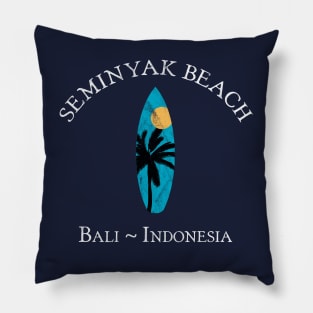 Seminyak Beach Bali Indonesia Vintage Surfboard Pillow