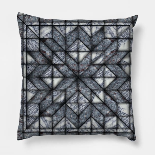Blue Marble Quilt Pillow by Zodiart