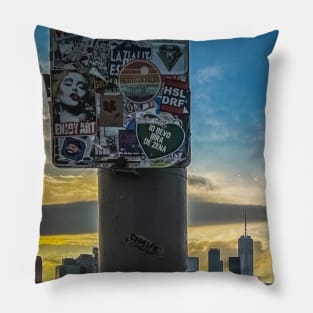 Sunset Brooklyn Bridge Manhattan Skyline NYC Pillow