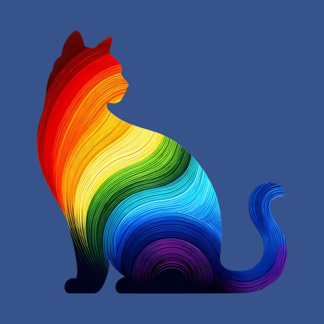 Rainbow cat silhouette 1 by Ingridpd