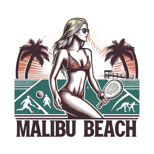 Malibu Beach Pickleball Beach Bikini Palm Trees by Battlefoxx Living Earth