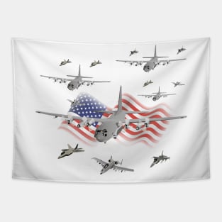 American Air Force Armada AC130 F22 F16 A10 Tapestry