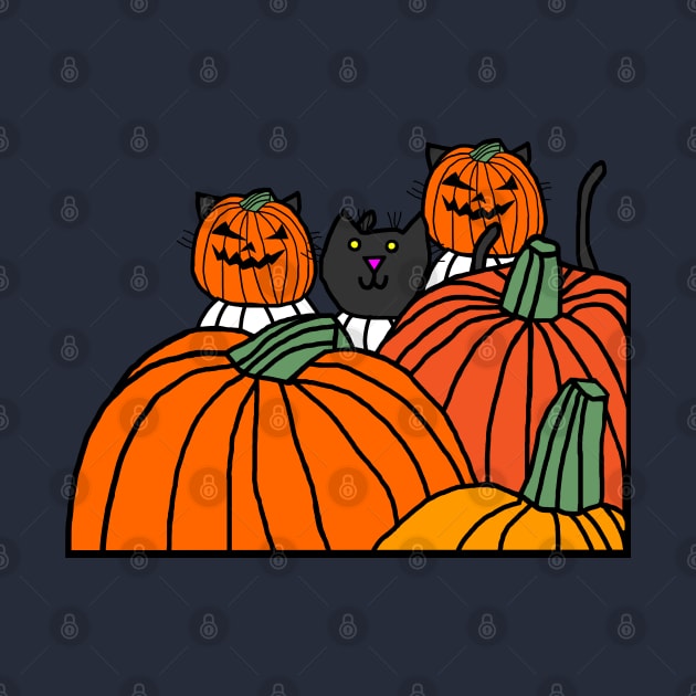 Halloween Horror Pumpkin Head Cats by ellenhenryart