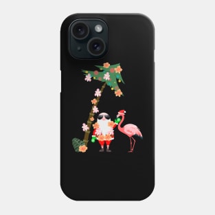 Santa Flamingo Palm Tree Funny Floral Retro Hawaii Christmas Phone Case