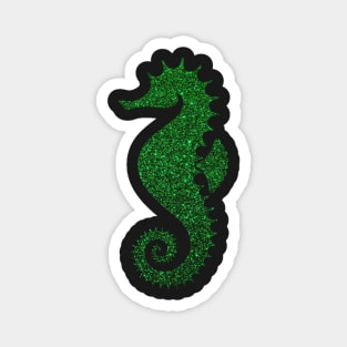 Deep Green Faux Glitter Seahorse Magnet