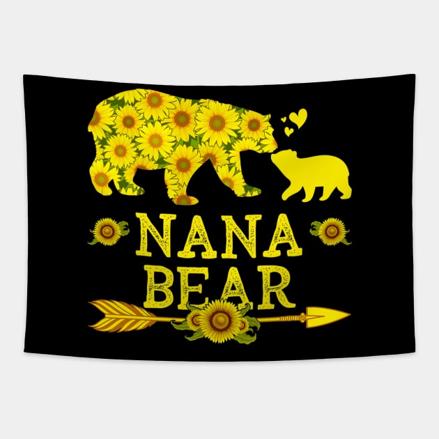 Funny Nana Bear Sunflower Mothers Day Fathers Day Tapestry by Olegpavlovmmo