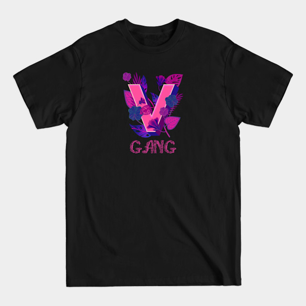 Discover V Gang_Cute Floral Vegan Vegetarian Gift - Letter V - T-Shirt