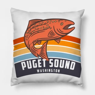 Puget Sound Washington Salmon Fishing Graphic Pillow